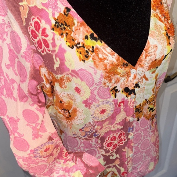 BCBGMaxAzria Pink Floral Button Down Shirt - Picture 5 of 17